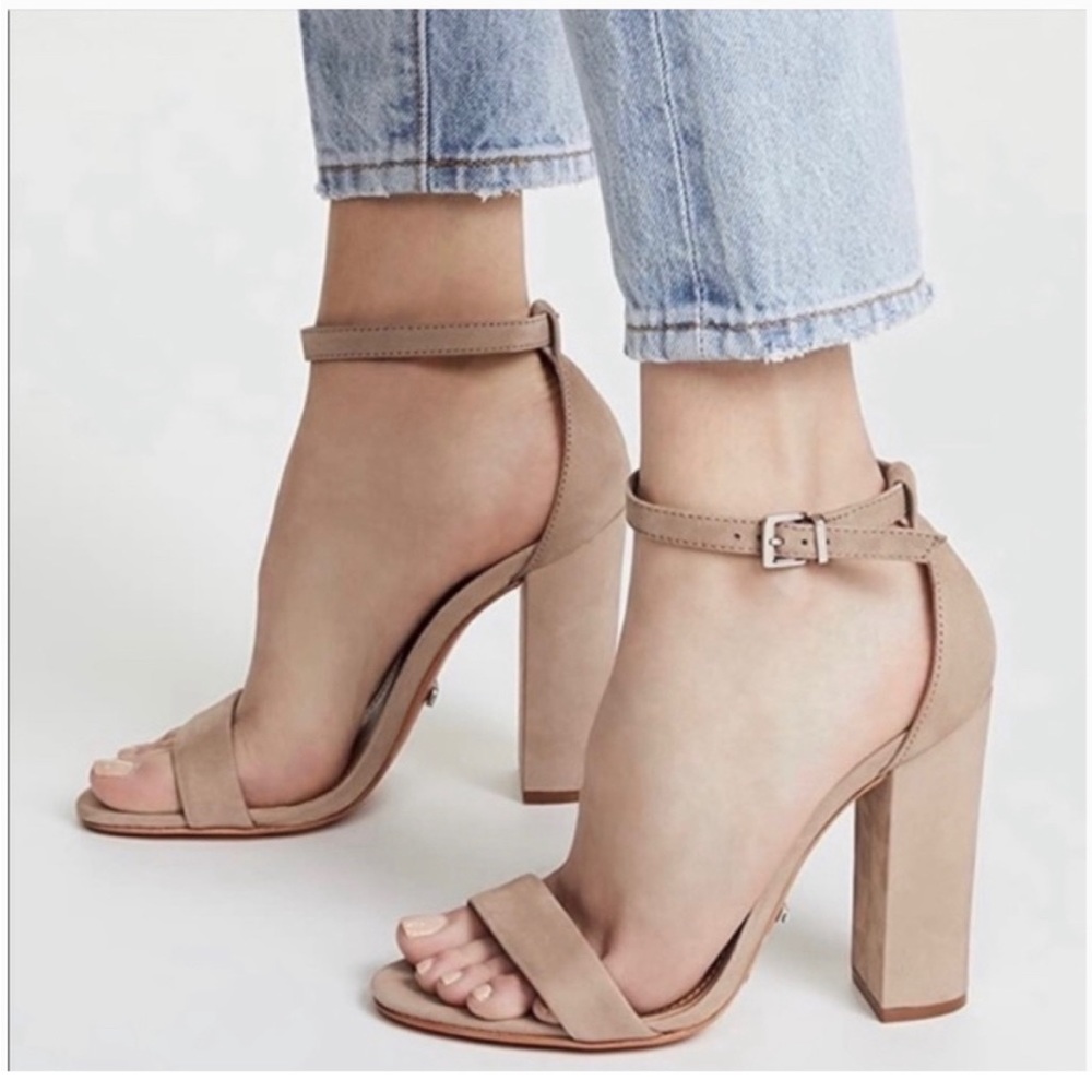Schutz Women’s Oyster Enida Block Heel Sandals Size 8.5